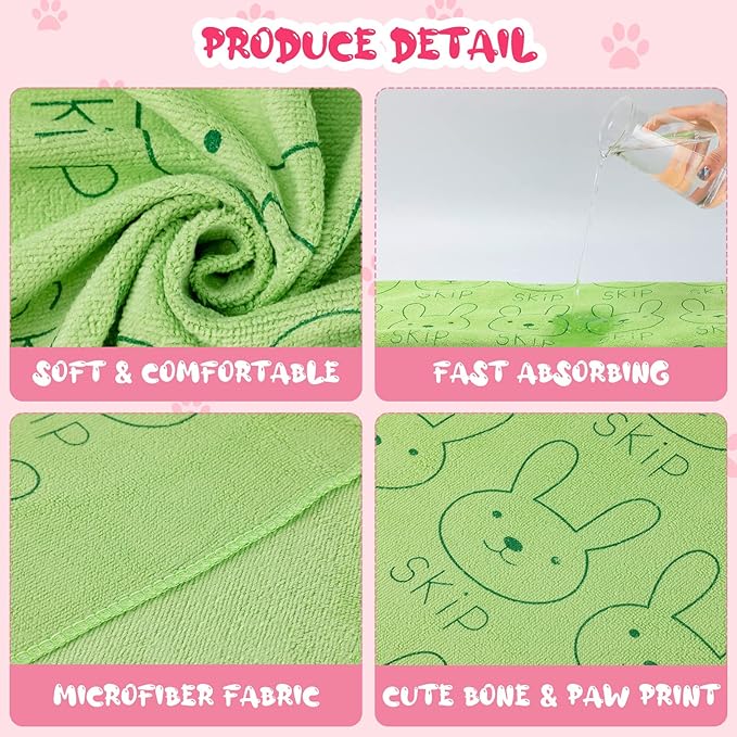 Tatuo 22 Pcs Dog Towels for Drying 20 x 40 Inch Pet Bath Towels Absorbent Microfiber Towel Quick Drying Puppy Bathing Supplies for Small Medium Large Dog Puppy Cat(Colorful,Rabbit Pattern)