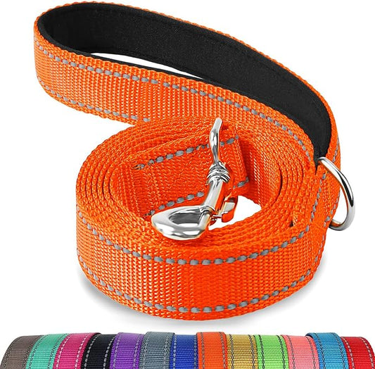 Joytale Dog Leash, 5 FT Double-Sided Reflective, Padded Handle Nylon Heavy Duty Leashes for Small Dogs Walking, Orange