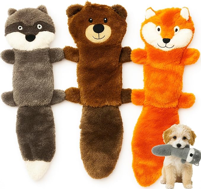 Jalousie 5 Pack Stuffingless Dog Squeaky Toys Dog Toy w/Durable Liner No Stuffing Dog Toy - Dog Toys Crinkle Paper Squeaker Toy for Medium Large Dogs (3 Pack - Squeaky)