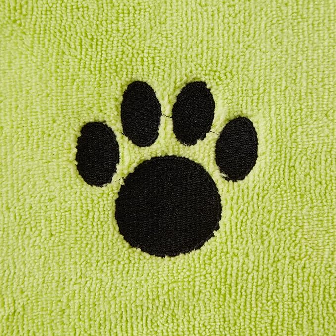 Bone Dry Pet Grooming Microfiber Towel, Embroidered Collection, X-Large,41x23.5, Lettuce Green (Pack of 2)