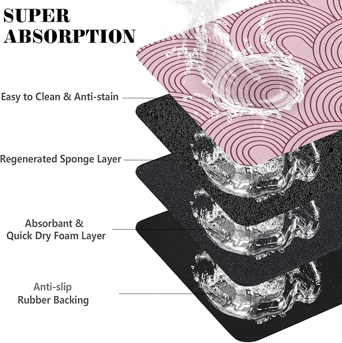 Dog Food Mats for Floors Absorbent, Pet Cat Food Mat - Quick Dry Dog Mat for Food and Water Boho Pet Supplies