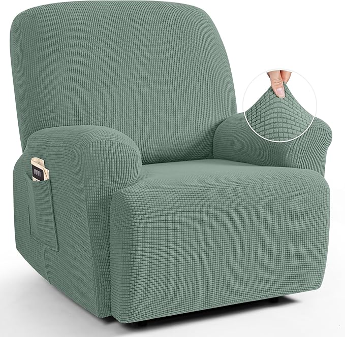 TAOCOCO Oversized Recliner Chair Covers, 1 Seater Streach Recliner Covers Soft Couch Protector Furniture Protector Covers with Elastic Chair Cover Jacquard Pattern (Sage Green)