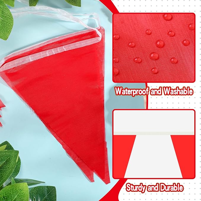 Tatuo 820 ft 500 Pcs Pennant Banner Flag String Hanging Triangle Bunting Flag for Carnival Party Outdoor Events Birthday Classroom Decoration(Red)