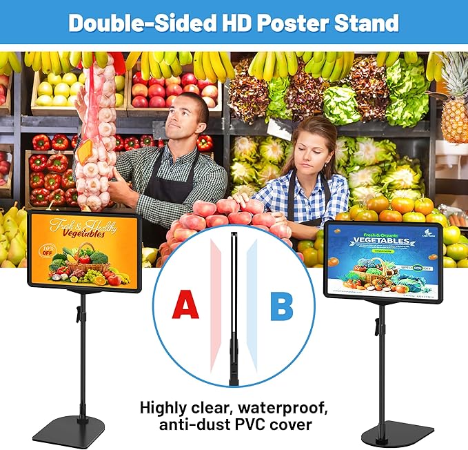6Pack Sign Stand for Display 8.5 x 11, Adjustable Poster Stand for Table Top & Floor, Floor Standing Sign Holder, Signage Stands for Business, Tradeshow, Store, Farm Display Stands