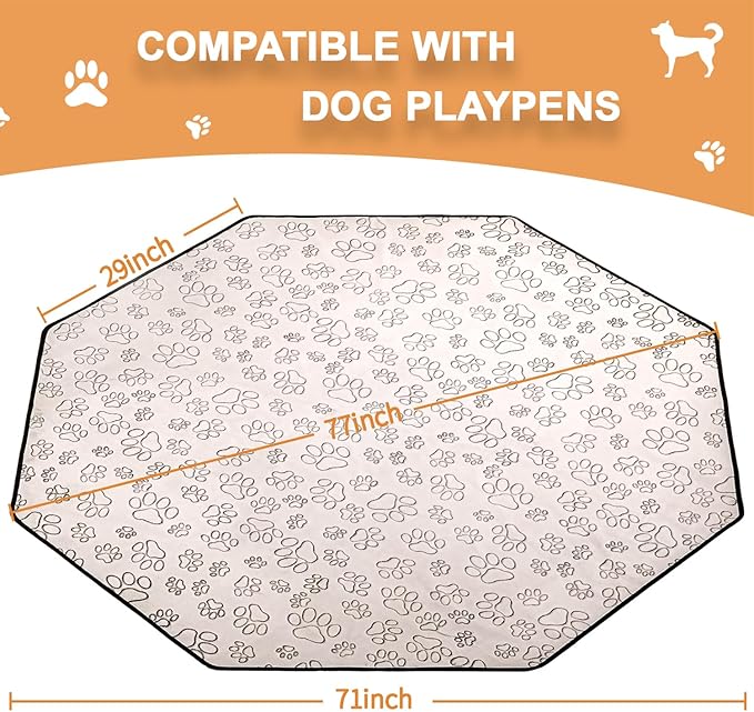 Qeils Reusable Puppy Pads, Washable Pee Pads for Dogs, Specifically Designed for 8 Panels for Dog Playpen Kennel Waterproof Non Slip Wee Wee pad, Absorbent Training Pads Extra Large