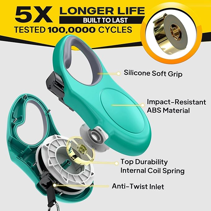 Fida Retractable Dog Leash with Dispenser and Poop Bags, 16 ft Pet Walking Leash for Large Dog up to 110 lbs, Anti-Slip Handle, Tangle-Free, Reflective Nylon Tape (L, Teel)