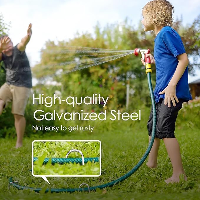 12 Inch Landscape Staples, 12/25/50/100 Pack Galvanized Garden Stakes, Heavy Duty 8 Gauge U-Shaped Ground Stakes for Weed Barrier Fabric, Irrigation Tubing, Fence, Outdoor Decorations