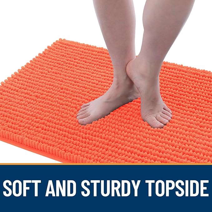 OLANLY Dog Door Mat for Muddy Paws 59x35, Ultra Absorbent Chenille Mud Doormat, Non-Slip Washable and Dirt Trapping Doormat for Indoor Entryway, Quick-Dry Indoor Pet Bed Mats for Dogs, Coral