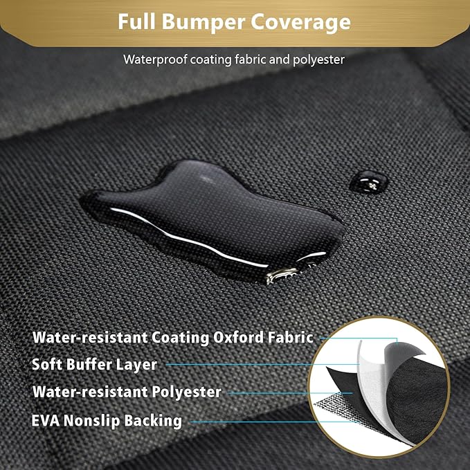 F-color SUV Cargo Liner for Dogs - Waterproof Pet Cargo Liner with Side Flaps, Comfort Dog Cargo Cover with Bumper Flap, Scratchproof Non-Slip Large for Full-Size SUVs Vans, 55 x 93 Inch, Black