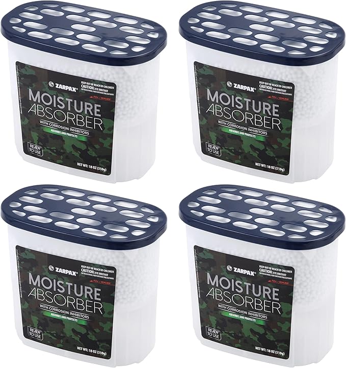Moisture Absorber Corrosion Inhibitors Gun & Gear 17.6 oz/500g | Removes Moisture, Damp & Humidity | Odor Absorber | Moisture Trap for Bathroom, Closet, Kitchen | Set of 4