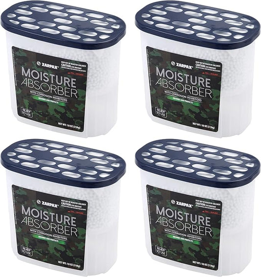 Moisture Absorber Corrosion Inhibitors Gun & Gear 17.6 oz/500g | Removes Moisture, Damp & Humidity | Odor Absorber | Moisture Trap for Bathroom, Closet, Kitchen | Set of 4