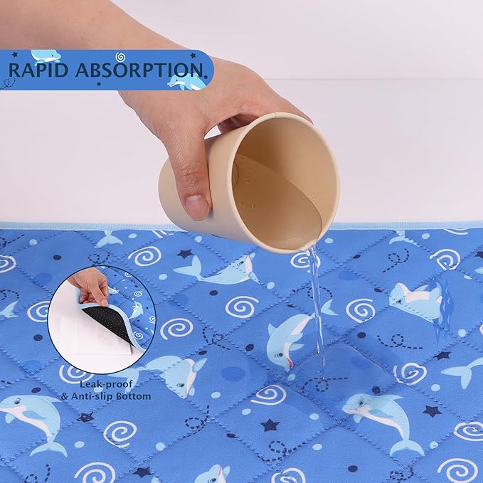 IEUUMLER Washable Pee Pads for Dogs, 1 Pack Non-Slip & Waterproof Pack Whelping Pad, Reusable Washable Puppy Potty Training Pad with Fast Absorbent for Playpen EU007 (Dolphin, 48"X48"-1pcs)