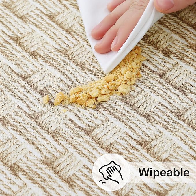misaya Rectangle Vinyl Tablecloth, Fitted Table Cover, 100% Waterproof, Elastic Edge, Flannel Backing, Table Cloth Fit 8 Foot Folding Tables for Picnic, Camping, Outdoor (Weave, 30x96 inch)