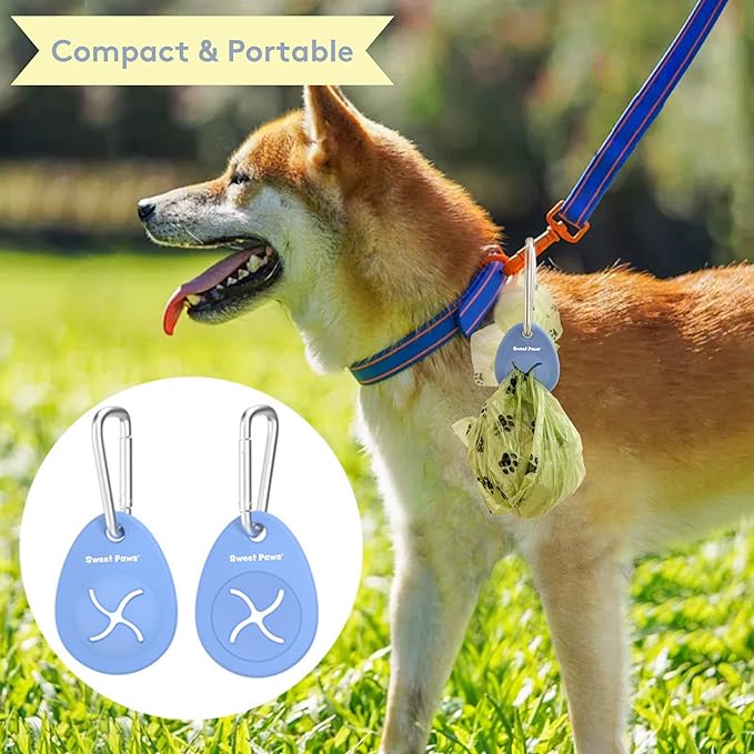 Dog Poop Bag Holder Charm for Hands-Free Carry of Used Poop Bag, Durable Eco-Friendly Silicone Dog Walking Accessory with Carabiner Clip-Blush Pink