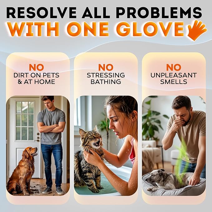 Pet Cleaning Deodorizing Glove Wipes for Dogs and Cats –Suitable for Eyes, Ears, Paws & Body–Hypoallergenic Hydrating & Nourishing–Lavender Scent–Ideal for Daily Care & Travel–18 Count (Lavanda)