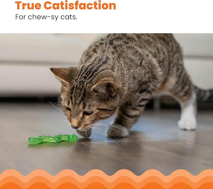 Petstages Orkakat Wiggle Worm Dental Catnip Cat Chew Toy