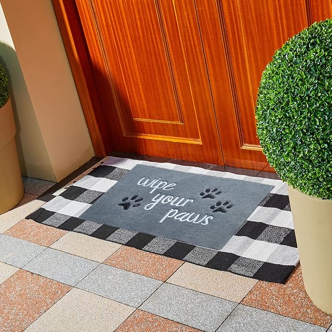 Welcome Door Mats for Home Entrance Funny Doormats Wipe Your Paws Mat Welcome Mats for Front Door Indoor Non Slip Rubber Mat for Dog Mats,18x28 Inch