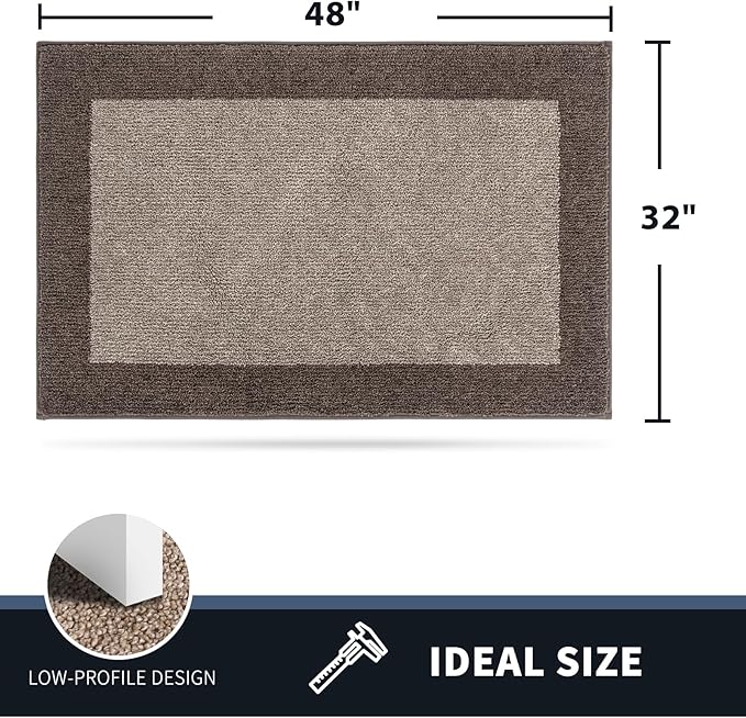 PURRUGS Dirt Trapping Door Mat 32" x 48", Non-Slip Machine Washable Entry Rug, Entrance Mat, Indoor Front Door Mat, Super Absorbent Entryway Rug for Muddy Shoes & Paws, Beige & Grayish Brown