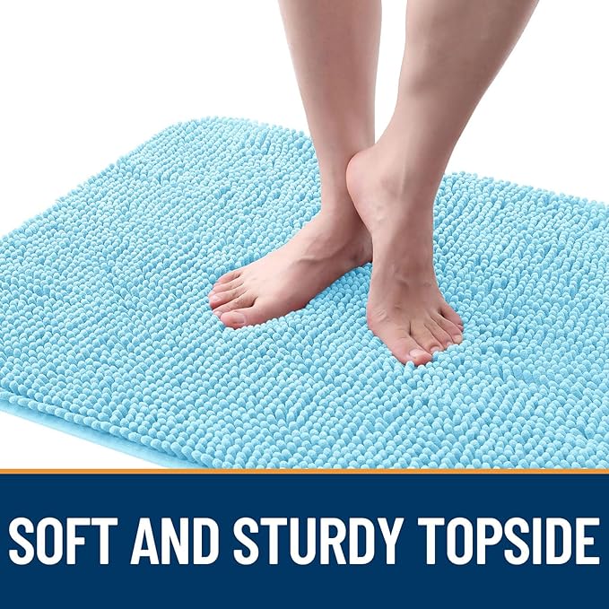 OLANLY Dog Door Mat for Muddy Paws 70x35, Absorbs Moisture and Dirt, Absorbent Non-Slip Washable Doormat, Quick Dry Chenille Mud Mat for Dogs, Entry Indoor Entryway Carpet for Inside Floor, Blue