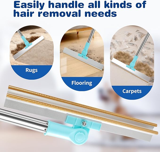 Cornnpet Carpet Rake for Pet Hair Removal - Reusable Pet Hair Remover, 54” Adjustable Long Handle Cat Dog Carpet Rake,Advanced Lint Remover Scraper for Carpets, Rugs, Mats, Couch