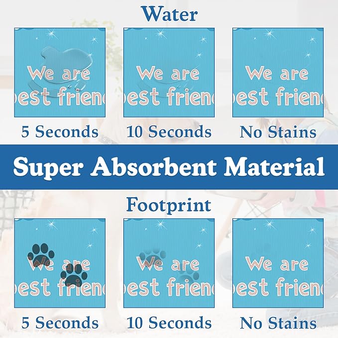 Cat Paw Pet Feeding Mat–Quick Dry Absorbent Dog Cat Food Mat, Non Slip Waterproof Bowl Placemat for Messy Eaters, Pet Accessories for Floors 16"x24"