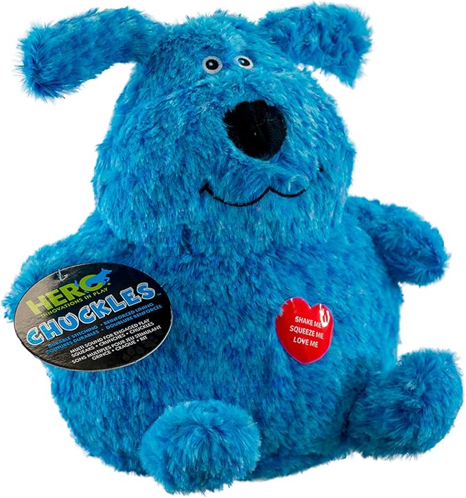 Hero Chuckles Bellies, Blue Puppy Plush Dog Toy, Dog Squeaky Toys, Durable Stuffed Animal with 3 in 1 Squeaker