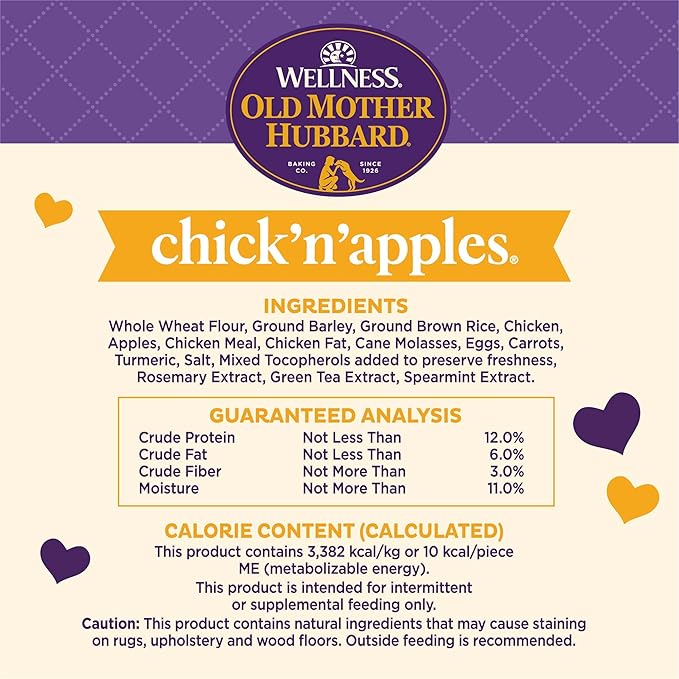Old Mother Hubbard Wellness Chick'N'Apples Dog Biscuits, Natural, Training Treats, Chicken & Apples Flavor, Mini Size, (20 Ounce Bag)