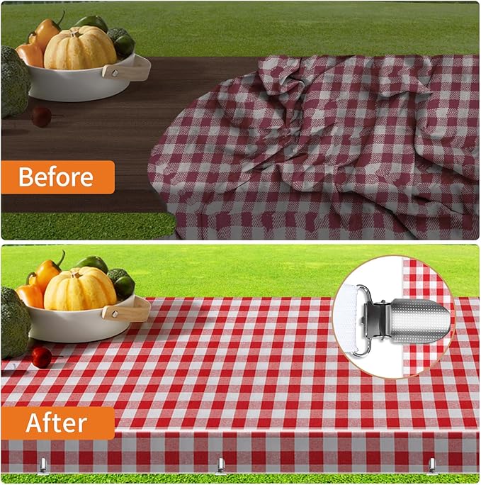 Table Cloth Holder Clips Hidden Straps 5 Pack,Adjustable Elasticity Picnic Tablecloth Clips,Large Clamps for Thick Tables Bench Cover Indoor Outdoor Party Restaurant Camping RV Essential (white)