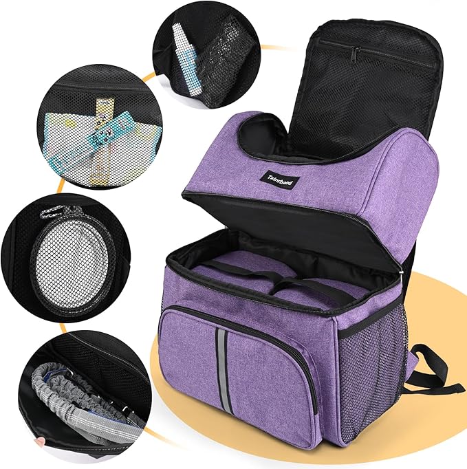 Txinrbaod Dog Travel Bag Airline Approved Pet Supplies Backpack with 2 Food Container Dog Bags for Traveling Camping Hiking Purple
