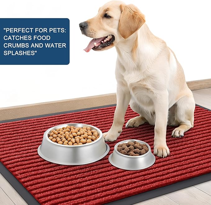OLANLY Front Door Mat Indoor Outdoor Entrance, Waterproof Heavy Duty Doormat, Fade Resistant, Low Profile, Easy Clean Patio Porch Welcome Floor Mats for Entry, 47x32, Red