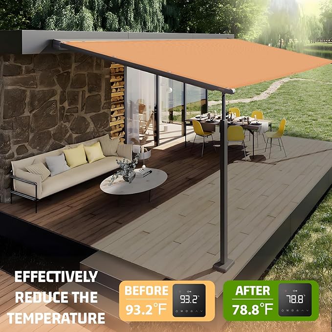 SUNNY GUARD Shade Cloth Custom Size 19x20 FT Sun Shade Screen Fabric Shade Cover Tarp with Grommets for Pergola Backyard Garden, Peach Fuzz(We Customized)