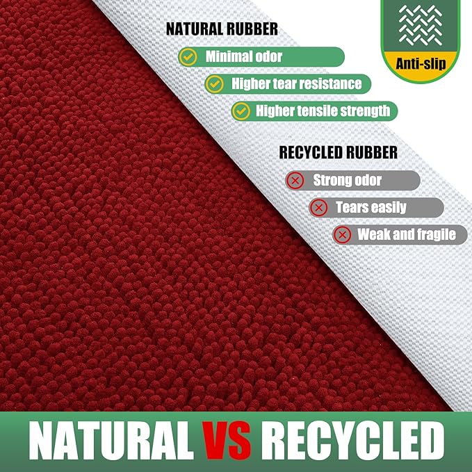 IM HOME Chenille Absorbent Outdoor Doormat 30" x 20", Washable Muddy Door Mats for Dog Non Slip Indoor Doormat Dog Mat for Muddy Paw Front Inside Doormats for Entryway Red Burgundy
