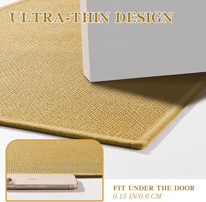 chakme Bathroom Rugs Mat 59x25, Ultra Thin Non Slip Bath Mat Large Quick Dry Absorbent Bath Mat for Bathroom Floor, (Yellow, 59"x25")