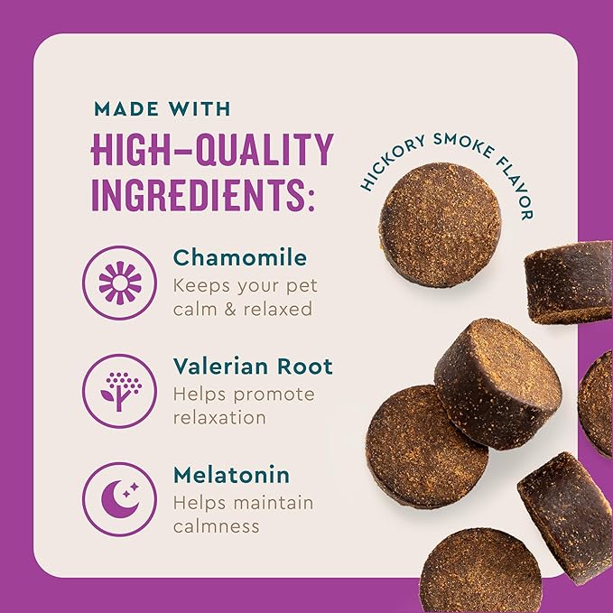 VetIQ Advanced Calming Support Supplement for Dogs, Dog Calming Chews - Anxiety Relief Treats Stress and Promote Relaxation, Made in The USA, 60 Count