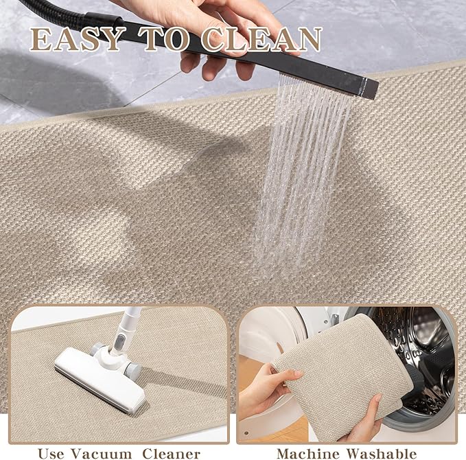 chakme Bathroom Rugs Mat U-Shaped 24x17, Ultra ThinNon Slip Bath Mat Small Quick Dry Absorbent Bath Matfor Bathroom Floor, (Light Beige, U-24"x17")