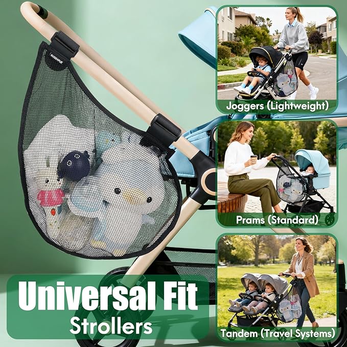 Guiseapue Baby Side Sling Stroller Cargo Net: Universal Stroller Organizer Attachment for Storage, Mesh Bag Storage Caddy, Stroller Accessories Fits for Uppababy MINU, Butterfly, YOYO, Nuna