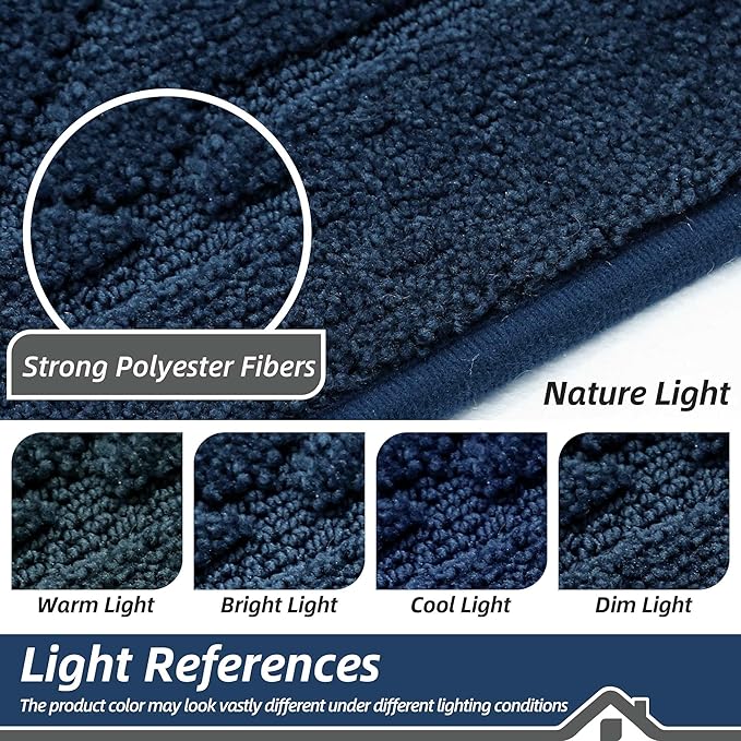 BEQHAUSE Dirt Trapper Door Mat 20" x 32", Doormat Non-Slip Entryway Rugs Washable, Dog Door Mat Stain Resistant and Absorbent Welcome Floor Mat for Front Back Door, Mud Wet Shoes & Paws, Navy Blue