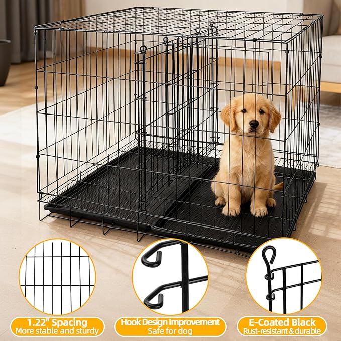 Dog Crate Divider Panel 2 Pack, 20.47" H Metal Kennel Divider, Adjustable 15.7"-30.7" Width, Fits 30"-36" Wire Dog Crates, Tool-Free Install for Puppy Training & Anxiety Relief (Crate Not Included)