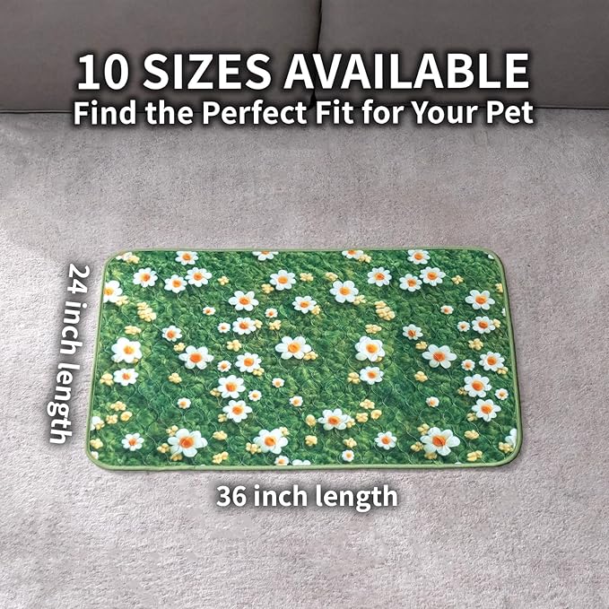 Dog Pee Pads Training Pads Upgrade Triple Thickness All-Purpose Super Absorbent & Leak-Proof, Quick Dry and Leak-Proof and Odor Control (Yellow Daisy on Green, 24" x36"x2PCS)