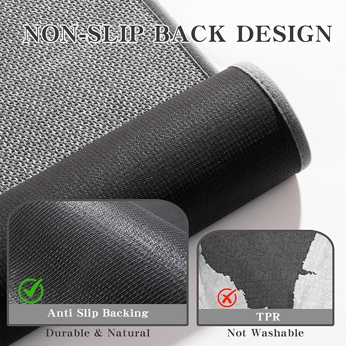 chakme Bathroom Rugs Mat 47x17, Ultra Thin Non Slip Bath Mat Runner Quick Dry Absorbent Bath Mat for Bathroom Floor, (Dark Grey, 47"x17")