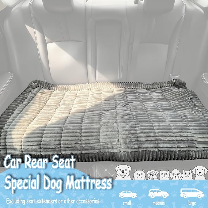 XINYI Dog Car Seat Cover for Back Seat, Dog Bed for Car, Non-Slip Sofa and Travel Pet Mat, Soft and Comfortable, Easy to Clean(Gray, 27.6" X 59.1")
