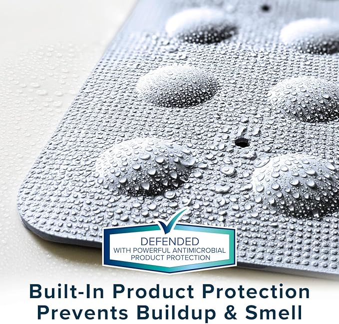 SlipX Solutions Square Natural Rubber Shower Stall Mat, 21” x 21”, Non Slip Safety, Built-in Product Protection, 140 Power Grip Suction Cups, Center Drain Hole, Gray