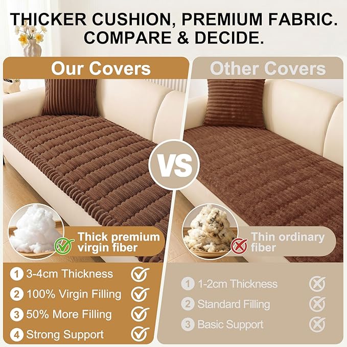 Smiry Couch Cover for Dogs, Non Slip Washable Sofa Protector for Pets, Soft Furniture Cover for Pet, Stylish Sofa Covers, Cozy Protect Against Fur, Dirt & Everyday Messes (Brown, 35.4" x 88")
