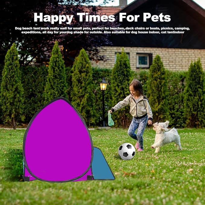 Mini Beach Tent for Dog Pet Shade Pop Up Portable Mini Head Sun Shelters Canopy for Camping Outdoor Hiking Picnic Windproof Waterproof with Tent Nails Phone Stand for Puppy Cat Small Animals(blue red)