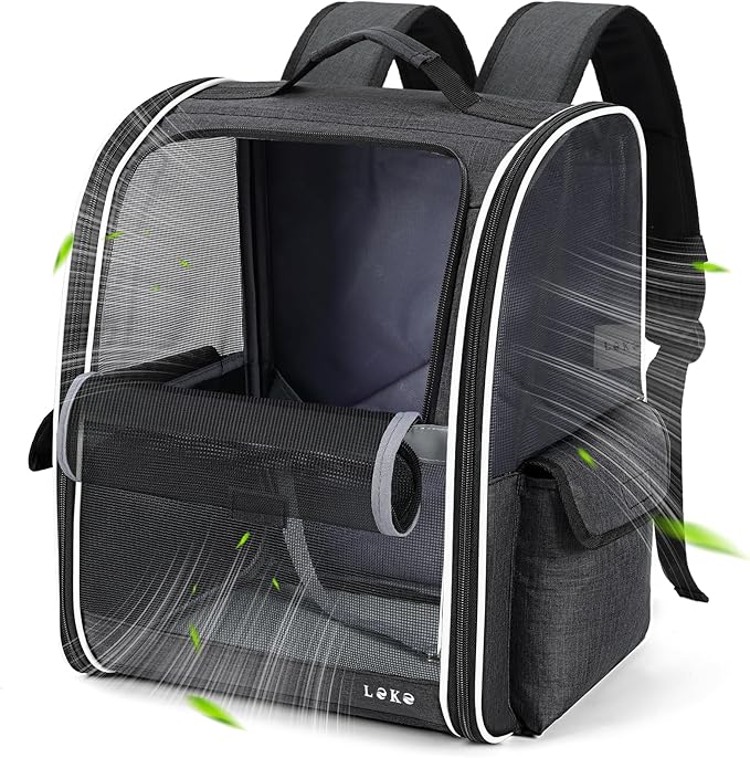 Lekereise Cat Backpack Carriers, Dog Carrier Backpacks with Breathable Mesh for Small Medium Large Cats Dogs Puppy Up to 25 Lbs, Pet Foldable Carrying Backpack Ventilated for Travel Hiking Collapsible