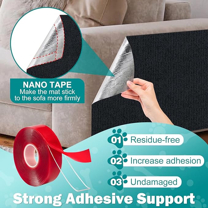 ENONCI 23.6x15.8 Couch Wall Corner Protection for Indoor Cats,Anti Scratch Furniture Protector from Cats Scratching,Trimmable Climbing Cat Scratcher Pad Play Mat Easy Use for Cat Board/Door/Carpet