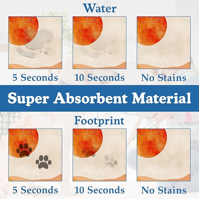 Boho Mountain Sun Pet Food Mat for Cats and Dogs–Absorbent Quick Dry Feeding Placemat, Non Slip Rubber Base, Waterproof Bowl Mat for Indoor Use, Pet Supplies 12"x20"