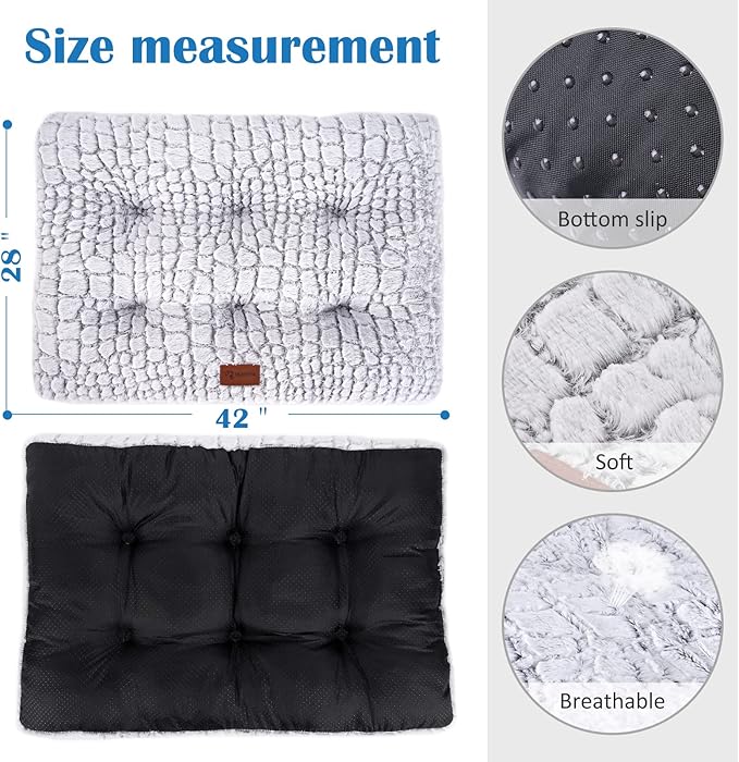 ULIGOTA Plush Dog Bed Soft Crate Pad for Cat Fully Machine Washable Anti-Slip Mat for Kennel (X-Large)