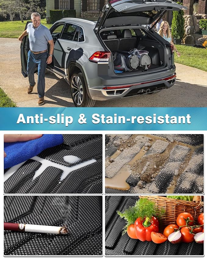 Mixsuper Cargo Liner Compatible with 2019-2020 Hyundai Santa Fe 5 Passenger Trunk Liner Santa Fe Accessories All Weather Rear Cargo Trunk Floor Mats Black