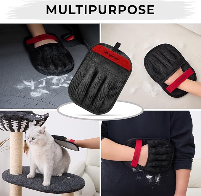 Pet Hair Removal Glove - Electrostatic Pet Hair Removal Gloves Brush for Pets Hair, 2026 Upgraded Animal Fur Removal Tool, Reusable Cats & Dogs Grooming Gloves for Hair Removal